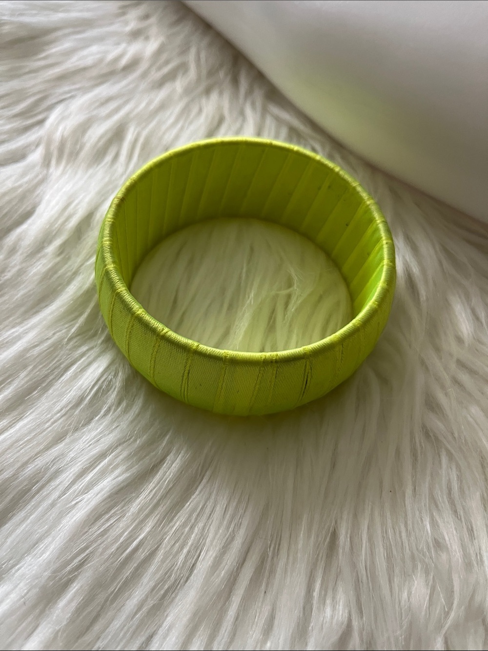 Neon Lime Wrapped Fabric Bangle Bracelet - Unbranded